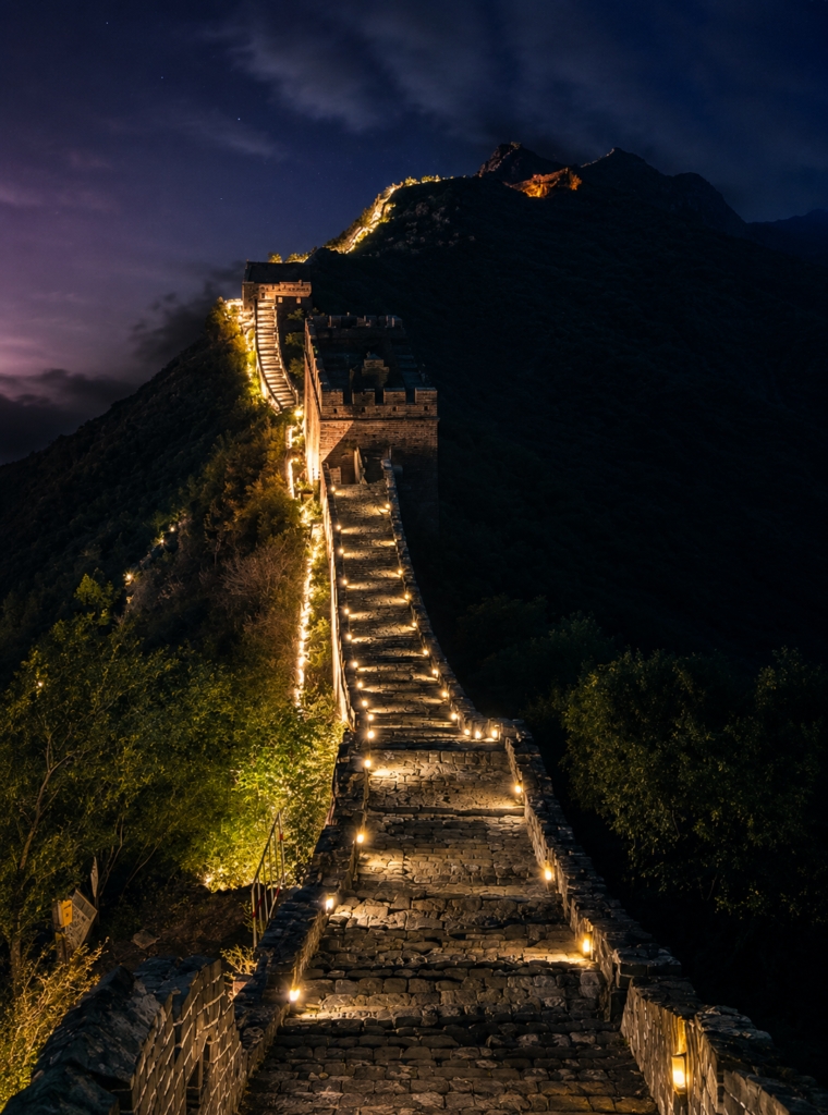 Great Wall Simatai seul segment visible de nuit en chine grande muraille